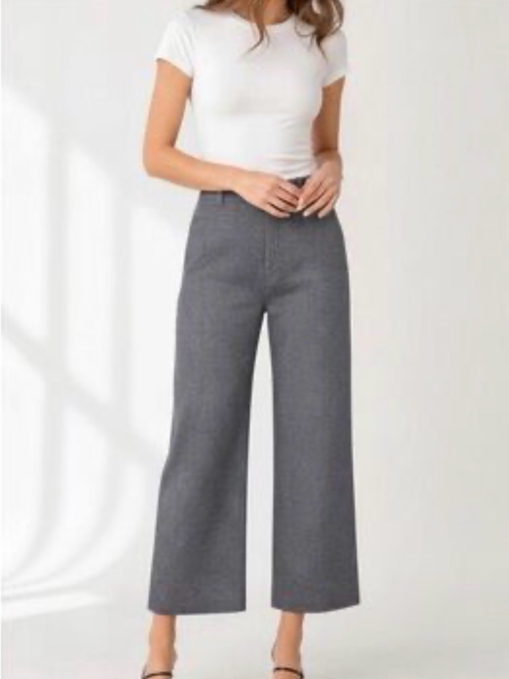 Rouje Wide-Leg High-Waist Trousers in Gray